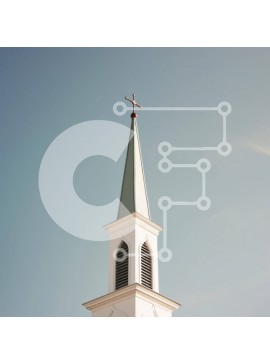 Intra Συλλεκτικό Ξύλινο Παζλ Plywood  4mm - Λευκό καμπαναριό εκκλησίας με σταυρό Σε Ξύλινο Κουτί - Διαστάσεις Puzzle: 10x10 cm – 25 κομμάτια