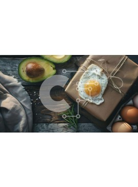 Σετ των 2 Intra Συλλεκτικό Ξύλινο Παζλ Plywood  4mm - Ρουστίκ σύνθεση φαγητού με αυγά, αβοκάντο, βότανα και ψωμί Σε Ξύλινο Κουτί - Διαστάσεις: 10x10 cm – 25 κομμάτια