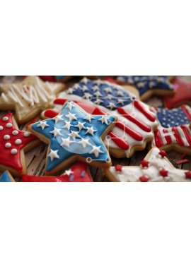 Σετ των 2 Intra Συλλεκτικό Ξύλινο Παζλ Plywood  4mm - Πατριωτικά διακοσμημένα μπισκότα σε ξύλινο τραπέζι Σε Ξύλινο Κουτί - Διαστάσεις: 10x10 cm – 25 κομμάτια