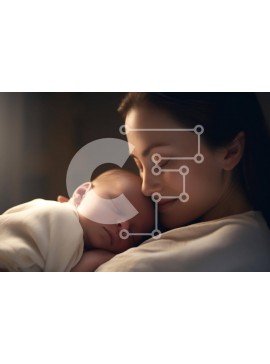 Intra Συλλεκτικό Ξύλινο Παζλ Plywood  4mm - Μητέρα που κρατά το νεογέννητο μωρό στο ζεστό φως Σε Ξύλινο Κουτί - Διαστάσεις Puzzle: 10x10 cm – 25 κομμάτια