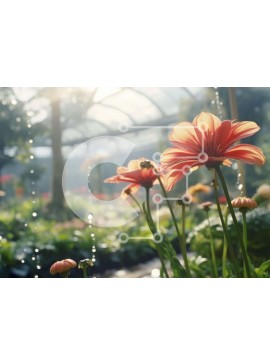 Intra Συλλεκτικό Ξύλινο Παζλ Plywood  4mm - Ροζ λουλούδια σε κλειστό χώρο με σταγόνες βροχής Σε Ξύλινο Κουτί - Διαστάσεις: 10x10 cm – 25 κομμάτια