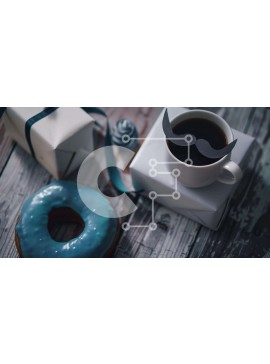 Σετ των 2 Intra Συλλεκτικό Ξύλινο Παζλ Plywood  4mm - Φλιτζάνι καφέ και μπλε ντόνατς με κουτιά δώρου Σε Ξύλινο Κουτί - Διαστάσεις: 10x10 cm – 25 κομμάτια