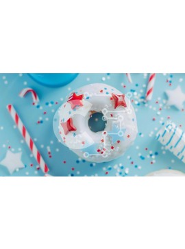 Intra Συλλεκτικό Ξύλινο Παζλ Plywood  4mm - Ντόνατ με πατριωτικό θέμα με αστέρια και ζαχαρωτά Σε Ξύλινο Κουτί - Διαστάσεις Puzzle: 10x10 cm – 25 κομμάτια