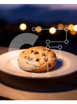 Σετ των 2 Intra Συλλεκτικό Ξύλινο Παζλ Plywood  4mm - Αγνώστου ταυτότητας μπισκότο σε λευκό πιάτο με νυχτερινά φώτα πόλης Σε Ξύλινο Κουτί - Διαστάσεις: 10x10 cm – 25 κομμάτια