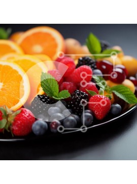 Σετ των 2 Intra Συλλεκτικό Ξύλινο Παζλ Plywood  4mm - Ποικιλία από φρέσκα φρούτα σε μαύρο πιάτο Σε Ξύλινο Κουτί - Διαστάσεις: 10x10 cm – 25 κομμάτια