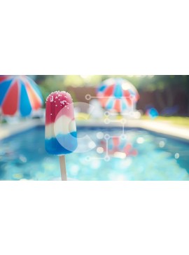 Intra Συλλεκτικό Ξύλινο Παζλ Plywood  4mm - Πολύχρωμο Popsicle δίπλα στην πισίνα με ομπρέλες και ανθρώπους Σε Ξύλινο Κουτί - Διαστάσεις Puzzle: 10x10 cm – 25 κομμάτια