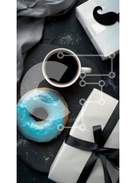 Intra Συλλεκτικό Ξύλινο Παζλ Plywood  4mm - Καφές και ντόνατς με κουτί δώρου Σε Ξύλινο Κουτί - Διαστάσεις: 10x10 cm – 25 κομμάτια