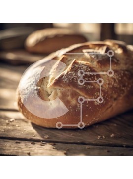 Σετ των 2 Intra Συλλεκτικό Ξύλινο Παζλ Plywood  4mm - Φρεσκοψημένο καρβέλι ψωμί σε ξύλινο τραπέζι Σε Ξύλινο Κουτί - Διαστάσεις: 10x10 cm – 25 κομμάτια