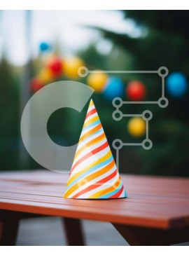 Intra Συλλεκτικό Ξύλινο Παζλ Plywood  4mm - Πολύχρωμο καπέλο και μπαλόνια για πάρτι Σε Ξύλινο Κουτί - Διαστάσεις Puzzle: 10x10 cm – 25 κομμάτια