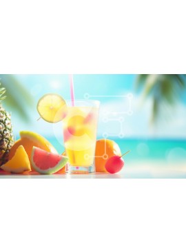 Σετ των 2 Intra Συλλεκτικό Ξύλινο Παζλ Plywood  4mm - Τροπικά φρούτα και λεμονάδα στο παραθαλάσσιο τραπέζι Σε Ξύλινο Κουτί - Διαστάσεις: 10x10 cm – 25 κομμάτια