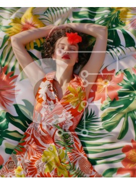 Intra Συλλεκτικό Ξύλινο Παζλ Plywood  4mm - Γυναίκα που κοιμάται σε κουβέρτα με floral print Σε Ξύλινο Κουτί - Διαστάσεις Puzzle: 10x10 cm – 25 κομμάτια