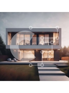 Intra Συλλεκτικό Ξύλινο Παζλ Plywood  4mm - Μοντέρνο σύγχρονο σπίτι με μεγάλα παράθυρα Σε Ξύλινο Κουτί - Διαστάσεις Puzzle: 10x10 cm – 25 κομμάτια