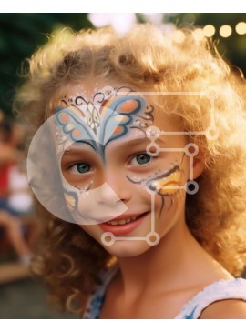 Intra Συλλεκτικό Ξύλινο Παζλ Plywood  4mm - Νεαρό κορίτσι με βαφή προσώπου πεταλούδας Σε Ξύλινο Κουτί - Διαστάσεις Puzzle: 10x10 cm – 25 κομμάτια