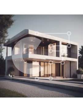 Intra Συλλεκτικό Ξύλινο Παζλ Plywood  4mm - Σύγχρονο σπίτι από σκυρόδεμα στην αστική περιοχή Σε Ξύλινο Κουτί - Διαστάσεις Puzzle: 10x10 cm – 25 κομμάτια