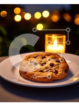 Σετ των 2 Intra Συλλεκτικό Ξύλινο Παζλ Plywood  4mm - Μπισκότο με τσιπ σοκολάτας σε λευκό πιάτο με κερί Σε Ξύλινο Κουτί - Διαστάσεις: 10x10 cm – 25 κομμάτια