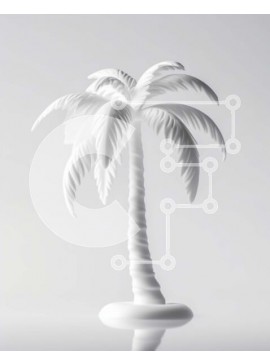 Σετ των 2 Intra Συλλεκτικό Ξύλινο Παζλ Plywood  4mm - Λευκός φοίνικας σε αντικείμενο που αντανακλάται στο νερό Σε Ξύλινο Κουτί - Διαστάσεις: 10x10 cm – 25 κομμάτια