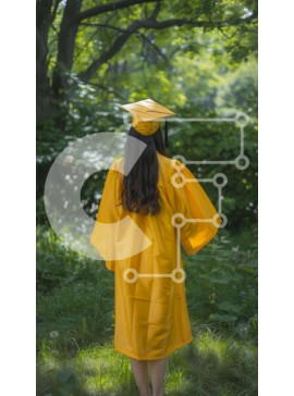 Intra Συλλεκτικό Ξύλινο Παζλ Plywood  4mm - Γυναίκα με κίτρινο φόρεμα αποφοίτησης που περπατά στο δάσος Σε Ξύλινο Κουτί - Διαστάσεις Puzzle: 10x10 cm – 25 κομμάτια