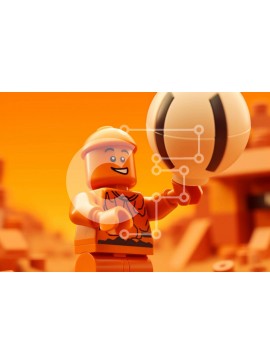 Intra Συλλεκτικό Ξύλινο Παζλ Plywood  4mm - Φιγούρα Lego που παίζει με πορτοκαλί μπάλα Σε Ξύλινο Κουτί - Διαστάσεις Puzzle: 10x10 cm – 25 κομμάτια