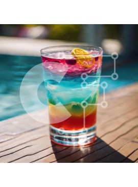 Σετ των 2 Intra Συλλεκτικό Ξύλινο Παζλ Plywood  4mm - Πολύχρωμο ποτήρι υγρό δίπλα στην πισίνα Σε Ξύλινο Κουτί - Διαστάσεις: 10x10 cm – 25 κομμάτια