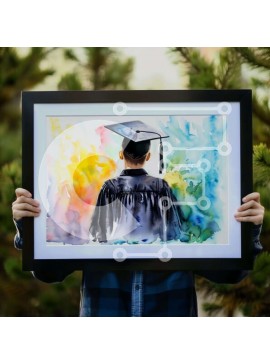 Intra Συλλεκτικό Ξύλινο Παζλ Plywood  4mm - Πρόσωπο που κρατά ακουαρέλα του νεαρού πτυχιούχου Σε Ξύλινο Κουτί - Διαστάσεις Puzzle: 10x10 cm – 25 κομμάτια