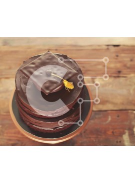 Σετ των 2 Intra Συλλεκτικό Ξύλινο Παζλ Plywood  4mm - Κέικ σοκολάτας τριών επιπέδων με καπέλα αποφοίτησης Σε Ξύλινο Κουτί - Διαστάσεις: 10x10 cm – 25 κομμάτια