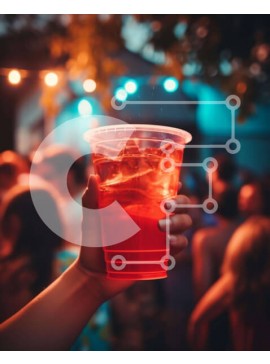 Intra Συλλεκτικό Ξύλινο Παζλ Plywood  4mm - Άτομο που κρατά το κόκκινο πλαστικό κύπελλο στο πάρτι Σε Ξύλινο Κουτί - Διαστάσεις Puzzle: 10x10 cm – 25 κομμάτια