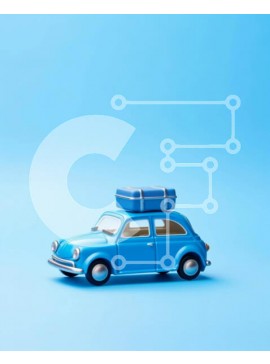 Intra Συλλεκτικό Ξύλινο Παζλ Plywood  4mm - Vintage μπλε αυτοκίνητο παιχνίδι με αποσκευές Σε Ξύλινο Κουτί - Διαστάσεις Puzzle: 10x10 cm – 25 κομμάτια