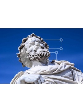 Intra Συλλεκτικό Ξύλινο Παζλ Plywood  4mm - Άγαλμα γενειοφόρου άνδρα με μπλε ουρανό Σε Ξύλινο Κουτί - Διαστάσεις Puzzle: 10x10 cm – 25 κομμάτια