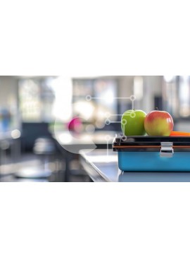 Σετ των 2 Intra Συλλεκτικό Ξύλινο Παζλ Plywood  4mm - Μπλε κουτί γεύματος με φρούτα και ανθρώπους Σε Ξύλινο Κουτί - Διαστάσεις: 10x10 cm – 25 κομμάτια