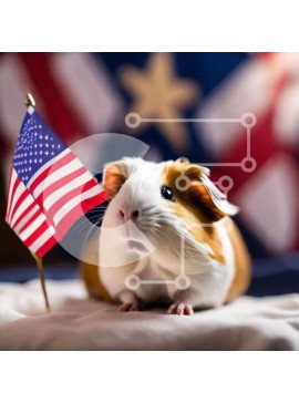 Intra Συλλεκτικό Ξύλινο Παζλ Plywood  4mm - Ινδικό χοιρίδιο που γιορτάζει τις διακοπές στην αμερικανική σημαία Σε Ξύλινο Κουτί - Διαστάσεις: 10x10 cm – 25 κομμάτια