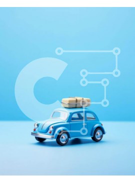 Intra Συλλεκτικό Ξύλινο Παζλ Plywood  4mm - Παιχνιδιάρικο μπλε αυτοκίνητο παιχνιδιών με αποσκευές Σε Ξύλινο Κουτί - Διαστάσεις Puzzle: 10x10 cm – 25 κομμάτια