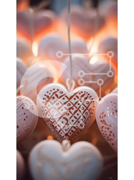 Intra Συλλεκτικό Ξύλινο Παζλ Plywood  4mm - Στολίδια σε σχήμα καρδιάς που κρέμονται από κορδόνια Σε Ξύλινο Κουτί - Διαστάσεις Puzzle: 10x10 cm – 25 κομμάτια