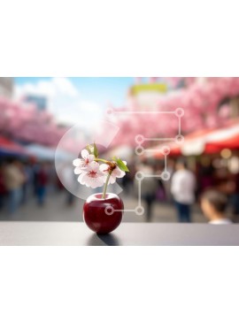 Intra Συλλεκτικό Ξύλινο Παζλ Plywood  4mm - Λουλούδι κόκκινο μήλου με τους ανθρώπους Σε Ξύλινο Κουτί - Διαστάσεις: 10x10 cm – 25 κομμάτια