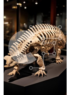 Intra Συλλεκτικό Ξύλινο Παζλ Plywood  4mm - Σκελετός εξαφανισμένου ζώου στο Μουσείο Σε Ξύλινο Κουτί - Διαστάσεις Puzzle: 10x10 cm – 25 κομμάτια