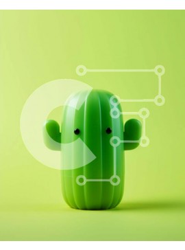 Intra Συλλεκτικό Ξύλινο Παζλ Plywood  4mm - Πράσινο παιχνίδι κάκτος σε πορτοκαλί φόντο Σε Ξύλινο Κουτί - Διαστάσεις: 10x10 cm – 25 κομμάτια