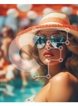 Intra Συλλεκτικό Ξύλινο Παζλ Plywood  4mm - Γυναίκα δίπλα στην πισίνα Σε Ξύλινο Κουτί - Διαστάσεις Puzzle: 10x10 cm – 25 κομμάτια