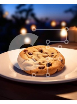 Σετ των 2 Intra Συλλεκτικό Ξύλινο Παζλ Plywood  4mm - Μπισκότο με τσιπ σοκολάτας σε λευκό πιάτο με το φως των κεριών Σε Ξύλινο Κουτί - Διαστάσεις: 10x10 cm – 25 κομμάτια