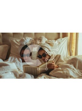 Intra Συλλεκτικό Ξύλινο Παζλ Plywood  4mm - Δύο γυναίκες που χαλαρώνουν στο κρεβάτι με πετσέτες και βιβλία Σε Ξύλινο Κουτί - Διαστάσεις Puzzle: 10x10 cm – 25 κομμάτια