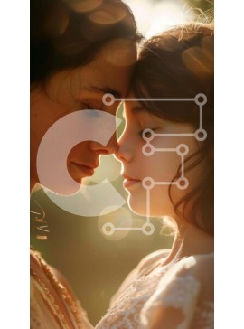 Intra Συλλεκτικό Ξύλινο Παζλ Plywood  4mm - Γυναίκα και κόρη που αγγίζουν πρόσωπα Σε Ξύλινο Κουτί - Διαστάσεις Puzzle: 10x10 cm – 25 κομμάτια