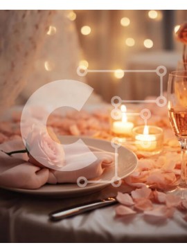 Σετ των 2 Intra Συλλεκτικό Ξύλινο Παζλ Plywood  4mm - Ρομαντικό τραπέζι με κεριά και κρασί Σε Ξύλινο Κουτί - Διαστάσεις: 10x10 cm – 25 κομμάτια