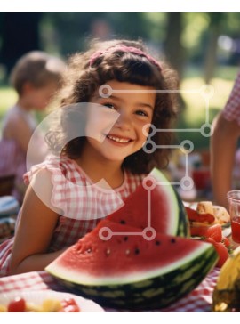 Intra Συλλεκτικό Ξύλινο Παζλ Plywood  4mm - Νεαρό κορίτσι στο υπαίθριο τραπέζι πικνίκ Σε Ξύλινο Κουτί - Διαστάσεις Puzzle: 10x10 cm – 25 κομμάτια