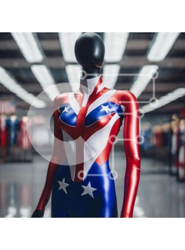 Σετ των 2 Intra Συλλεκτικό Ξύλινο Παζλ Plywood  4mm - Μανεκέν με Κόκκινη, Λευκή και Μπλε Στολή Υπερήρωα Σε Ξύλινο Κουτί - Διαστάσεις: 10x10 cm – 25 κομμάτια