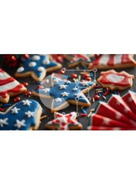 Intra Συλλεκτικό Ξύλινο Παζλ Plywood  4mm - Γιορτή για μπισκότα και καραμέλες 4ης Ιουλίου Σε Ξύλινο Κουτί - Διαστάσεις Puzzle: 10x10 cm – 25 κομμάτια