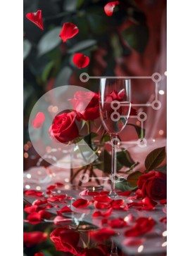 Σετ των 2 Intra Συλλεκτικό Ξύλινο Παζλ Plywood  4mm - Ποτήρι νερό και κόκκινα τριαντάφυλλα Σε Ξύλινο Κουτί - Διαστάσεις: 10x10 cm – 25 κομμάτια