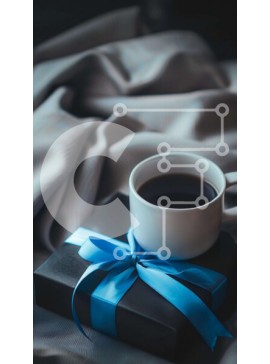 Intra Συλλεκτικό Ξύλινο Παζλ Plywood  4mm - Κουτί δώρου καφέ με μπλε κορδέλα και χαρτί περιτυλίγματος Σε Ξύλινο Κουτί - Διαστάσεις Puzzle: 10x10 cm – 25 κομμάτια