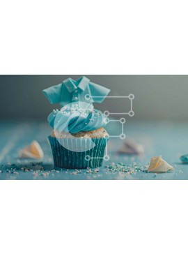Σετ των 2 Intra Συλλεκτικό Ξύλινο Παζλ Plywood  4mm - Κομψό Cupcake με Διακοσμητικό Μπλε Πουκάμισο Σε Ξύλινο Κουτί - Διαστάσεις: 10x10 cm – 25 κομμάτια