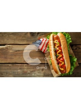 Σετ των 2 Intra Συλλεκτικό Ξύλινο Παζλ Plywood  4mm - Πατριωτικό κουλούρι χοτ-ντογκ στην αμερικανική σημαία Σε Ξύλινο Κουτί - Διαστάσεις: 10x10 cm – 25 κομμάτια