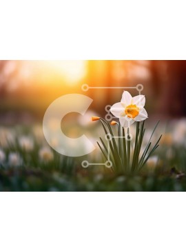 Intra Συλλεκτικό Ξύλινο Παζλ Plywood  4mm - Λευκό λουλούδι ασφόδελου στο χωράφι Σε Ξύλινο Κουτί - Διαστάσεις: 10x10 cm – 25 κομμάτια