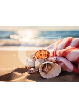 Intra Συλλεκτικό Ξύλινο Παζλ Plywood  4mm - Γαλήνη στην παραλία με κοχύλια και κοχύλια Σε Ξύλινο Κουτί - Διαστάσεις: 10x10 cm – 25 κομμάτια