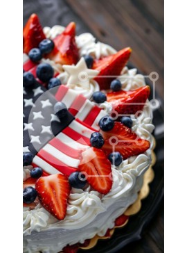 Intra Συλλεκτικό Ξύλινο Παζλ Plywood  4mm - Πατριωτική τούρτα με σχέδιο αμερικανικής σημαίας Σε Ξύλινο Κουτί - Διαστάσεις: 10x10 cm – 25 κομμάτια